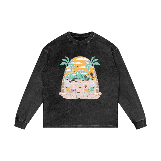 Acid Wash Oversize Long Sleeve T-Shirt