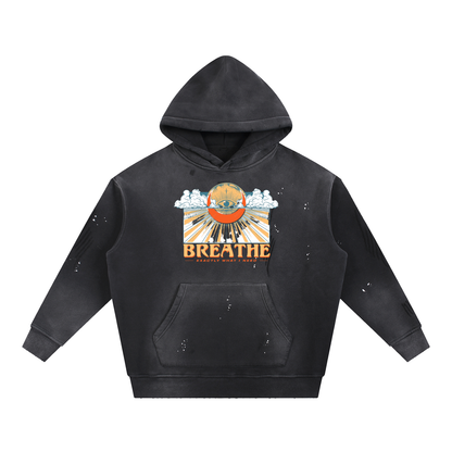 Vintage Washed Frayed Fleece Hoodie