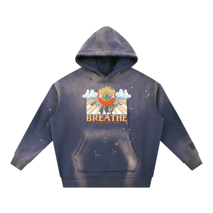 Vintage Washed Frayed Fleece Hoodie