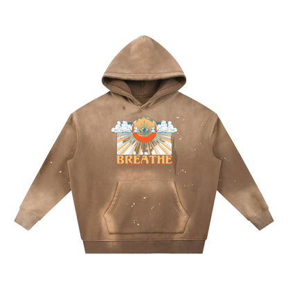 Vintage Washed Frayed Fleece Hoodie